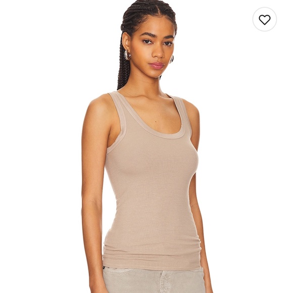 Enza Costa Silk Rib Bold Tank in Tan size small - Picture 2 of 6